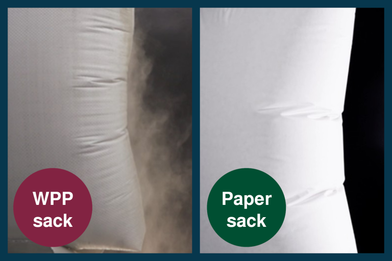 Comparative image of WPP sack and paper sack