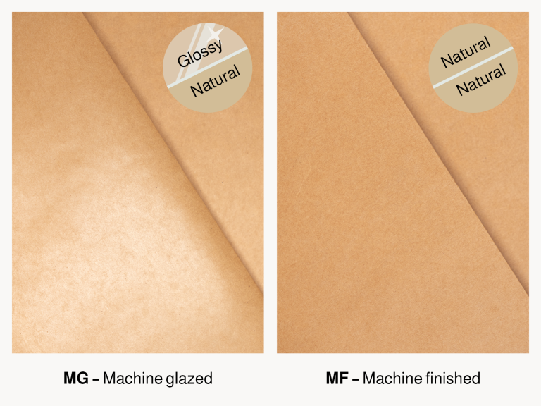 Machine glazed and machine finished kraft paper